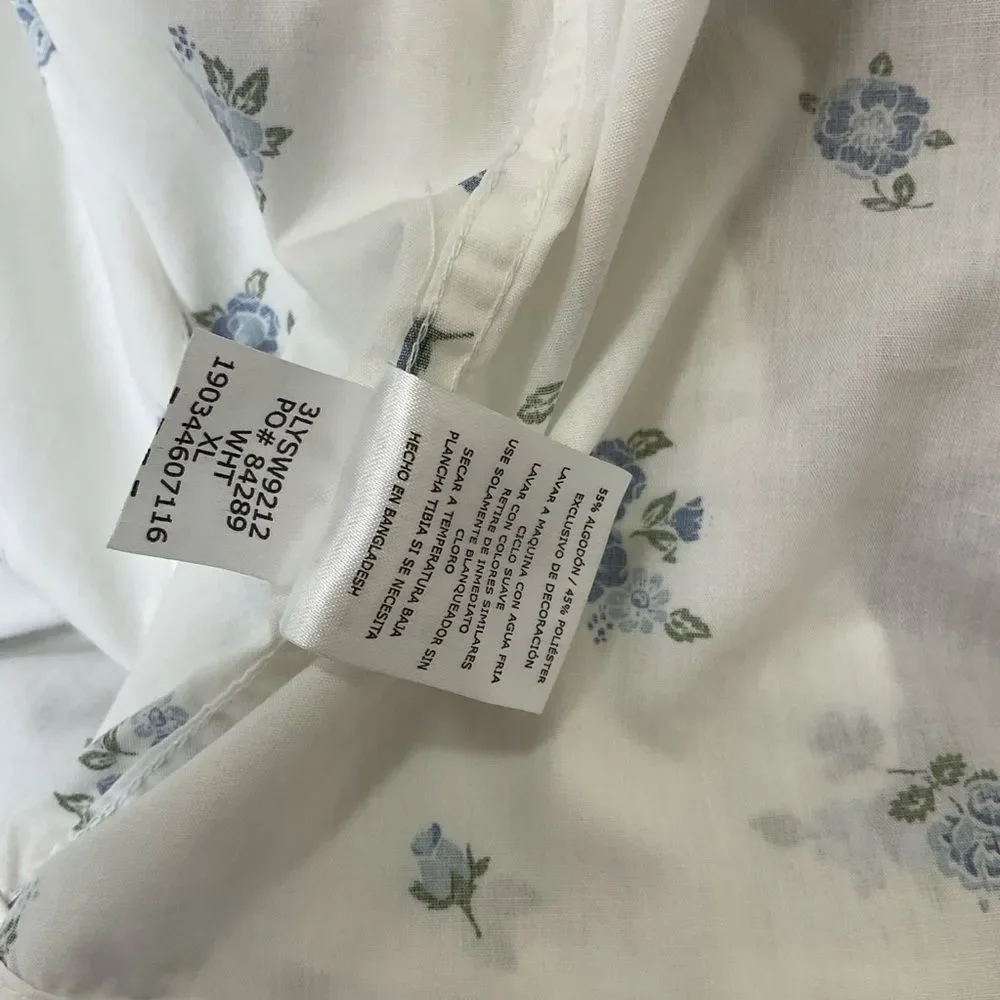 Levi's White Blue Tropical Floral Print Short Sleeves Button Down Shirt  XL